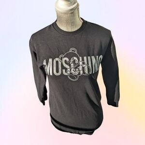 *New* Moschino Teen Sweater in Black and Silver Teddy Bear Logo, Size Girls 10